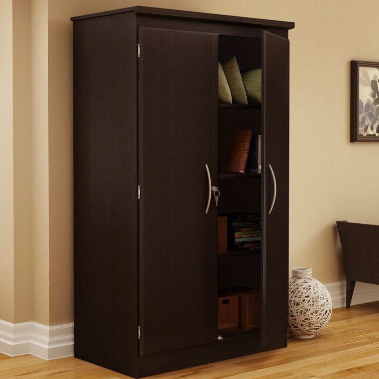 Black Storage Cabinet with 2-Doors Great for Bedroom Wardrobe Armoire and Office