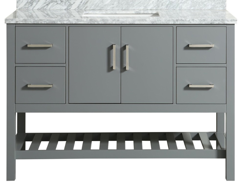 Factory Wholesale Grey Bathroom Wooden Vanity with Quartz Top